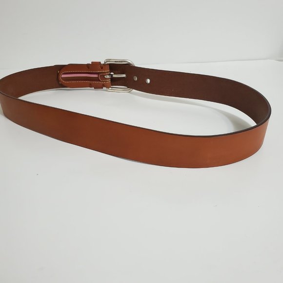 Fossil Brown leather belt pink stripe - Picture 3 of 5
